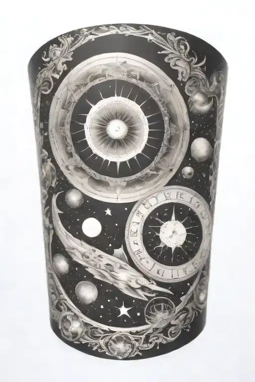 celestial theme arm sleeve tattoo design idea