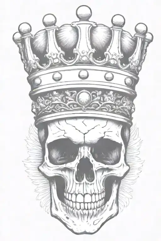 skull wearing a crown tattoo design idea