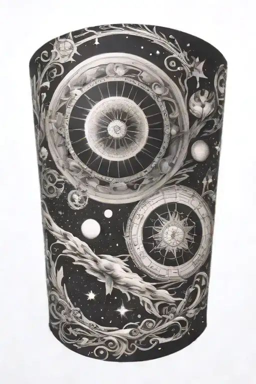 celestial theme arm sleeve tattoo design idea