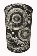 celestial theme arm sleeve tattoo design idea
