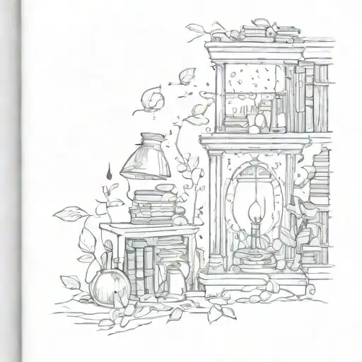 literary sleeve tattoo featuring: where the red fer grows, Harry Potter, Ernest Hemingway, Jude the obscure tattoo design idea