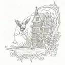 literary sleeve tattoo featuring: where the red fer grows, Harry Potter, Ernest Hemingway, Jude the obscure tattoo design idea