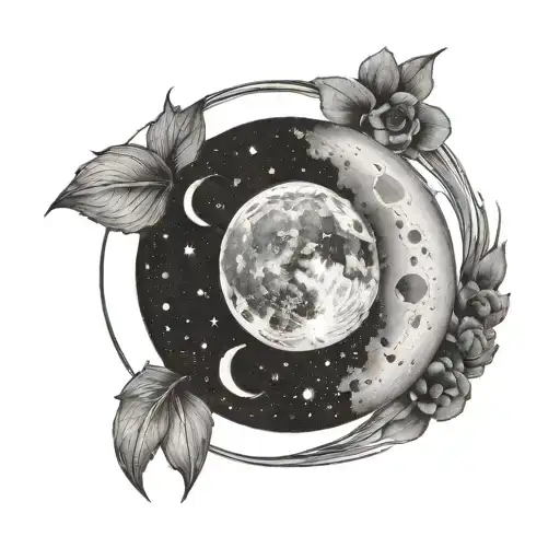 waxing crescent moon phases tattoo design idea