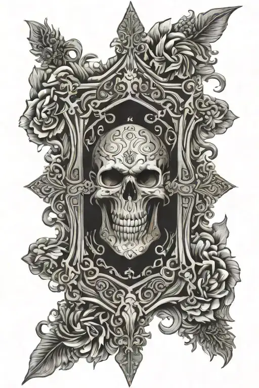 4K ultra high def majestic with a vertical intricate coffin in the middle  tattoo design idea