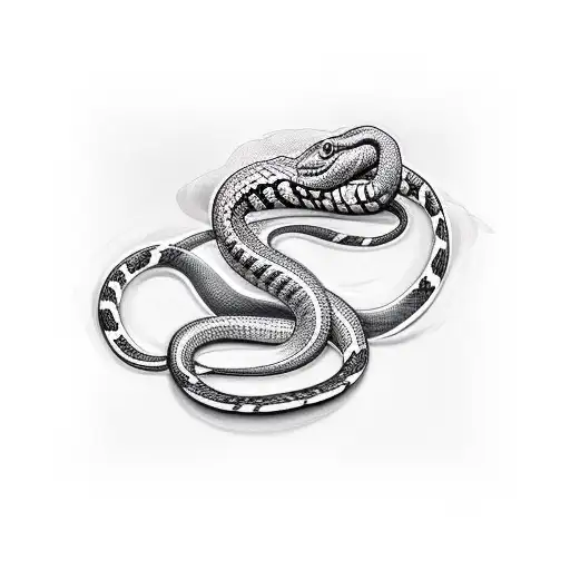 Snake wrapped around full arm with apple in mouth tattoo design idea