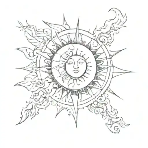 00:00 Sun and moon  tattoo design idea