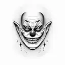 scary clown smiling in a mirror tattoo design idea