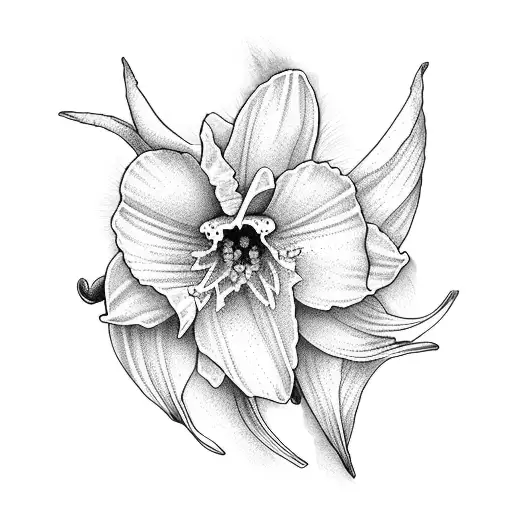  flowers daffodil and violet's stems intertwined  tattoo design idea