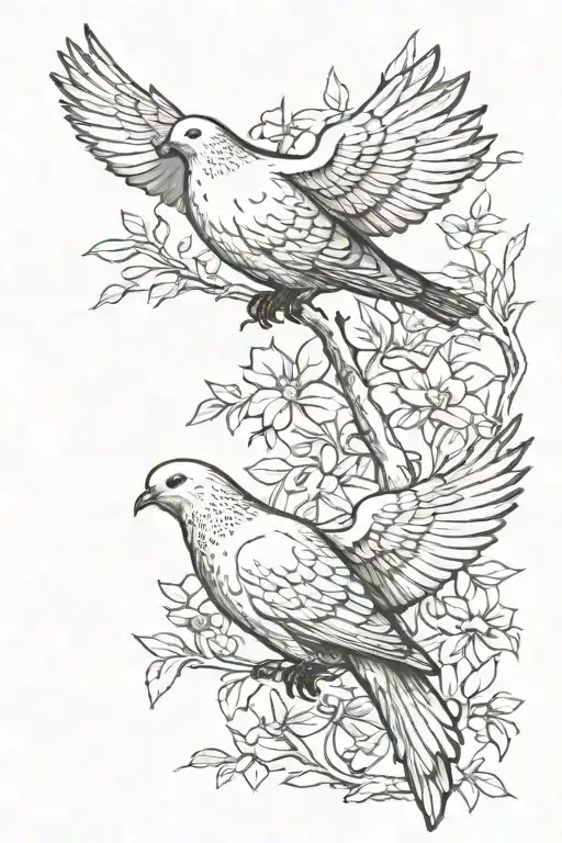 Two doves one higher than the other   tattoo design idea