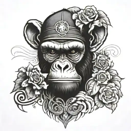 gangster monkey tattoo design idea