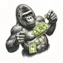 gorilla holding money tattoo design idea
