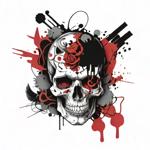 Romanian skull face tattoo design idea