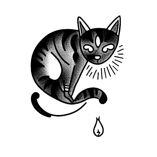 cat outline tattoo design idea