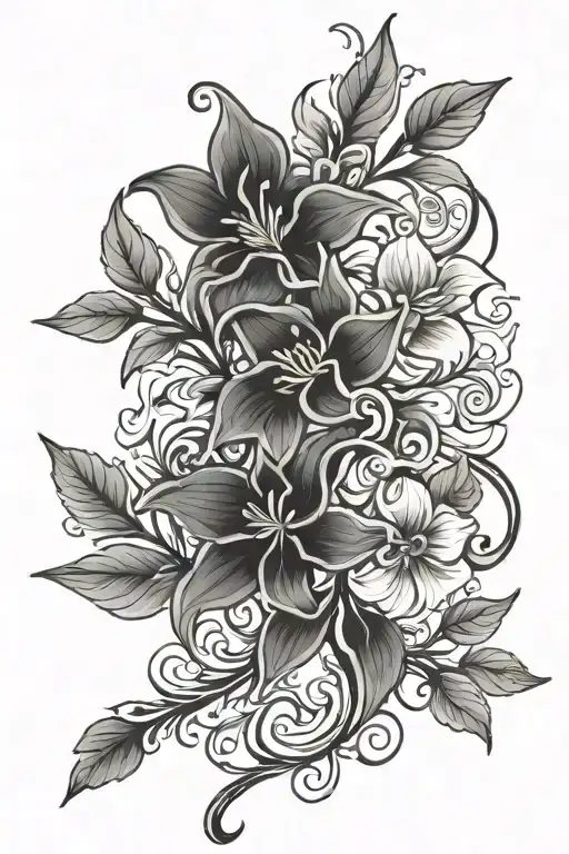 Jasmin vine thin long tattoo design idea
