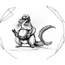 Squirrel standing up with cowboy hat and boots holding a gun tattoo design idea