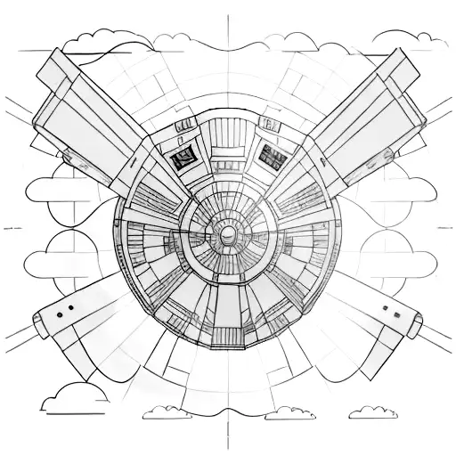 A minimalist tattoo of the Millennium Falcon soaring through space tattoo design idea