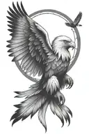 Dreamcatcher with eagle flying in background  tattoo design idea