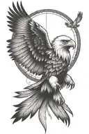 Dreamcatcher with eagle flying in background  tattoo design idea
