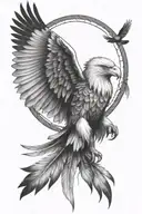 Dreamcatcher with eagle tattoo design idea