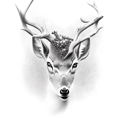 Deer head tattoo mehendi Royalty Free Vector Image