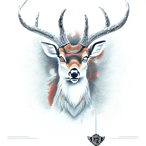 Alces, Body suit, tattoo Flash, white Deer, deer Watercolor, deer Horn,  watercolor Deer, free Shipping, Tattoo Ink, deer Head | Anyrgb