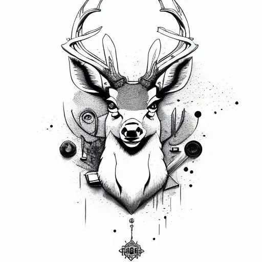 AI generated Amazing Tattoo Style Realistic Deer with Japanese Cherry  Blossom Art 35458881 Stock Photo at Vecteezy