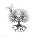 tree of life with a scared and burnt trunk that goes to pretty limbs tattoo design idea