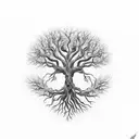 tree of life with a scared and burnt trunk that goes to pretty limbs tattoo design idea