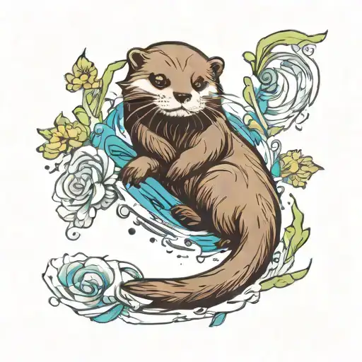 otter tarrot card design tattoo design idea