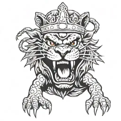 roaring lion, crown, money, ohio state, mystery machine, ninja turtles, 1984  tattoo design idea