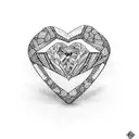 A mosaic broken heart, a collection of diamonds and throwing stones, and 1 diamond ring tattoo design idea