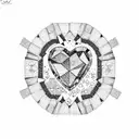 A mosaic broken heart, a collection of diamonds and throwing stones, and 1 diamond ring tattoo design idea