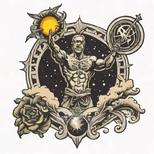 design a tattoo that has a image of a strong human males arm reaching from earth into heaven tattoo design idea