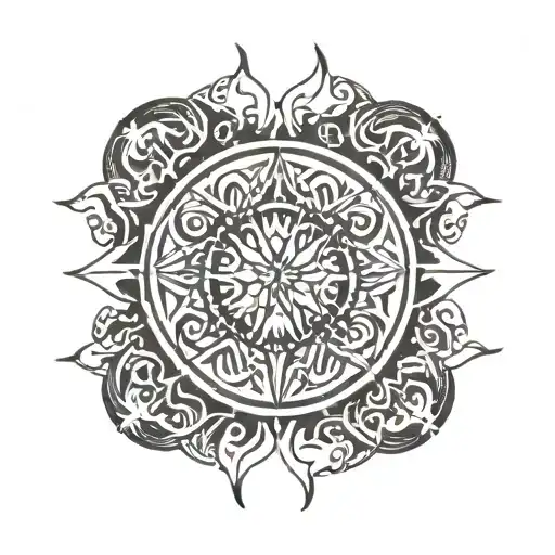 Norse Circle - **Circular Design**: Create a mandala or circular design. - **Cricket**: Place a cricket ball in the cent tattoo design idea