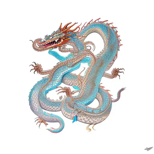 dragon and hydra snake in the sleeves  tattoo design idea