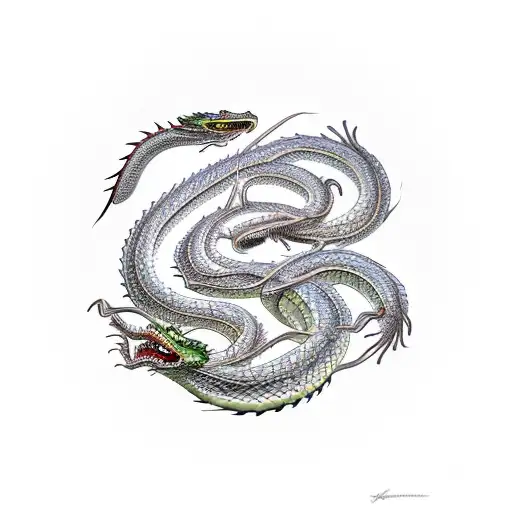 dragon and hydra snake in the sleve tattoo design idea
