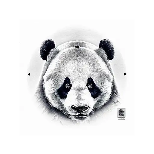 panda bear eating in black and white tattoo design idea