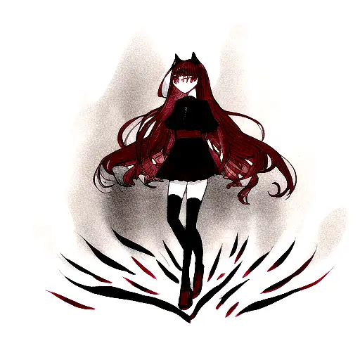  patterns of cursed energy flowing in shades of dark red and black  tattoo design idea