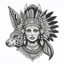 aztec princess with juaguar pelt creepy gothic woman tattoo design idea
