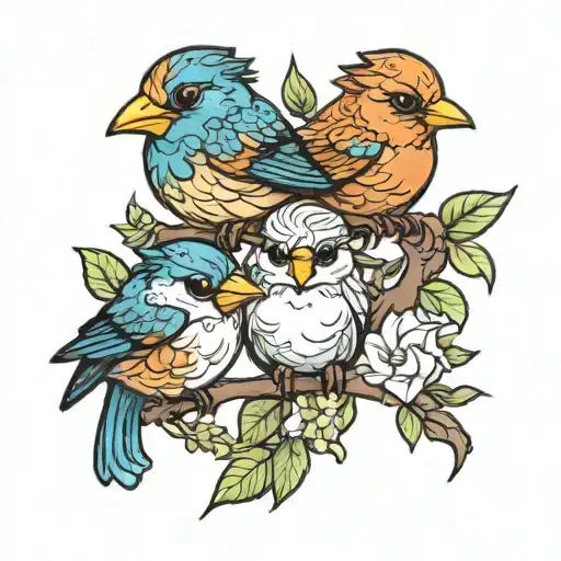 3 little silly birds  tattoo design idea