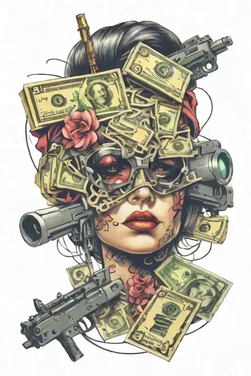 The hacker of weapons, the face of the dollar girl tattoo design idea