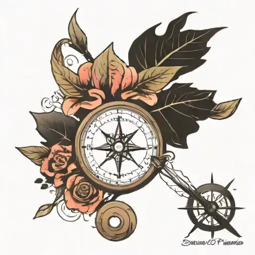 semi colon with sea compass and bow and arrow tattoo design idea