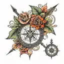 semi colon with sea compass and bow and arrow tattoo design idea