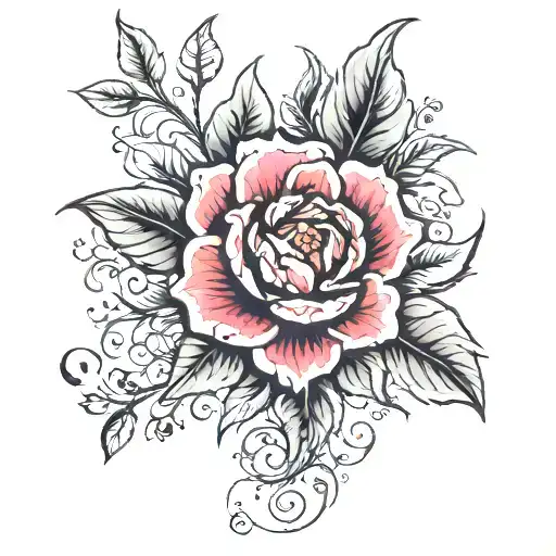 floral botanical elements tattoo design idea