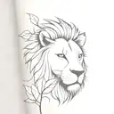 Half lion face and half tree forearm tattoo tattoo design idea