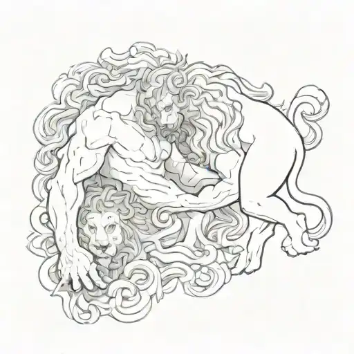 Hercules strangles the lion tattoo design idea