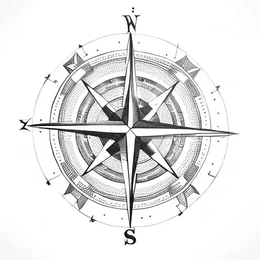 Compass with anchor  tattoo design idea