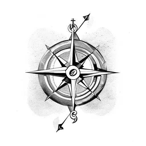 Compass with anchor  tattoo design idea