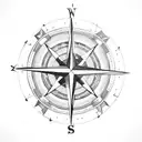 Compass with anchor  tattoo design idea