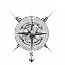 Compass with anchor  tattoo design idea